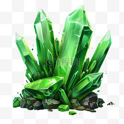 绿色水晶元素立体免抠图案