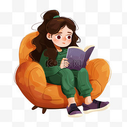 紫色头发女孩图片_可爱女孩读书世界读书日卡通元素