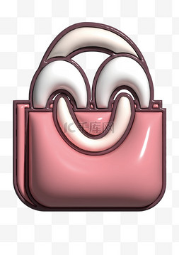 粉色小包包图片_粉色可爱卡通膨胀风包包免抠图片