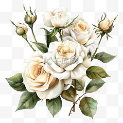 白玫瑰免抠素材图片_白玫瑰花朵元素立体免抠图案
