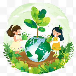 绿叶手绘背景图片_世界地球日环保孩子手绘元素