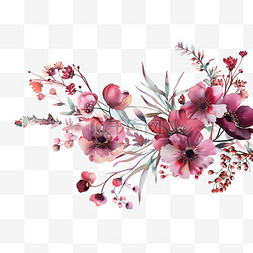花朵春天红色粉色手绘元素