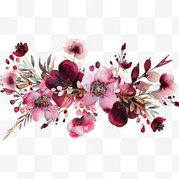 春天花朵手绘红色粉色元素