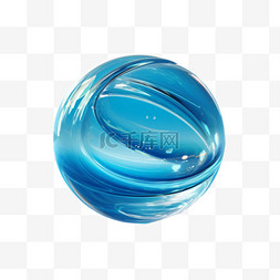 水球蓝色元素立体免抠图案