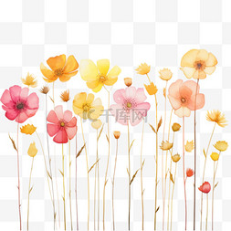 彩绘花朵元素立体免抠图案