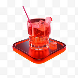 饮料红色立体描绘摄影照片png图片