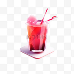 饮料红色立体描绘摄影照片图片