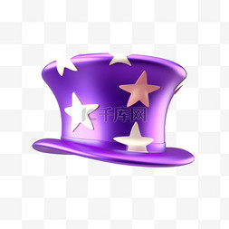 3d紫色愚人节魔术帽子PNG素材