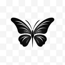 简笔黑白蝴蝶元素立体免抠图案
