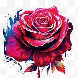 玫瑰花色彩元素立体免抠图案