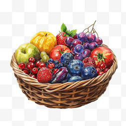 水果果篮图片_水果果篮元素立体免抠图案