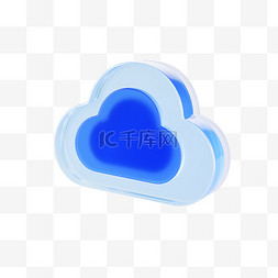蓝色云端图片_3d玻璃云PNG素材