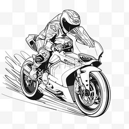 摩托骑图片_素描摩托骑行元素立体免抠图案