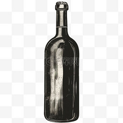 黑色红酒瓶元素立体免抠图案