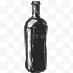 红酒瓶免抠素材图片_黑色红酒瓶元素立体免抠图案