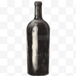 红酒瓶免抠素材图片_黑色红酒瓶元素立体免抠图案