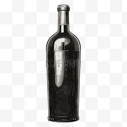 黑色红酒瓶元素立体免抠图案