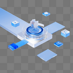 蓝色立体盾牌图片_3d盾牌微软风素材