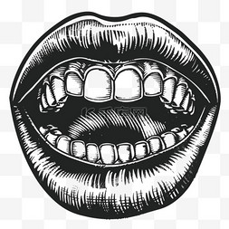 牙齿嘴唇元素立体免抠图案