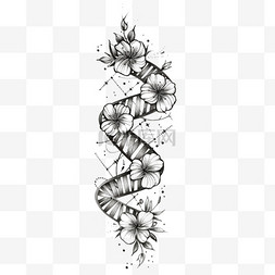 黑白DNA链元素立体免抠图案