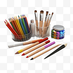 画笔颜料元素立体免抠图案