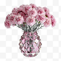 康乃馨花瓶元素立体免抠图案