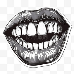 牙齿嘴唇元素立体免抠图案