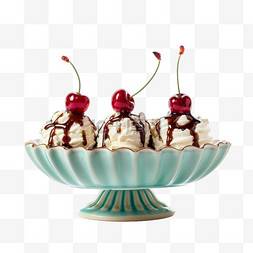 樱桃冰淇淋图案图片_樱桃冰淇淋元素立体免抠图案