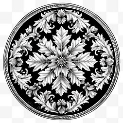 黑白花枝图案元素立体免抠图案