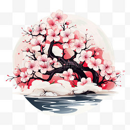 梅花图片_粉色梅花元素立体免抠图案