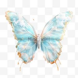 立体方块动物图片_蓝色蝴蝶元素立体免抠图案