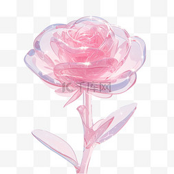 玫瑰情人节图片_水晶透明玫瑰免扣元素