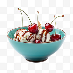樱桃冰淇淋图案图片_樱桃冰淇淋元素立体免抠图案