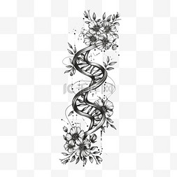 dna黑白图片_黑白DNA链元素立体免抠图案