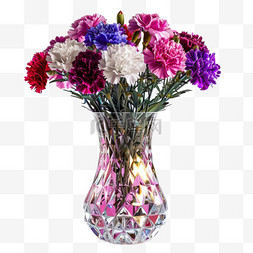 康乃馨花瓶元素立体免抠图案
