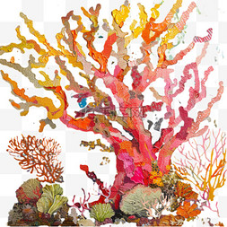 珊瑚立体图片_海洋珊瑚元素立体免抠图案