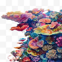 海洋珊瑚元素立体免抠图案