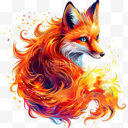 艺术狐狸元素立体免抠图案