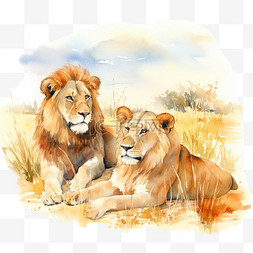 狮子伴侣元素立体免抠图案