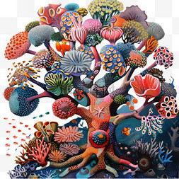 珊瑚立体图片_海洋珊瑚元素立体免抠图案
