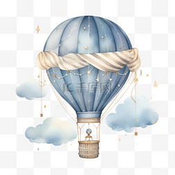 天空热气球元素立体免抠图案