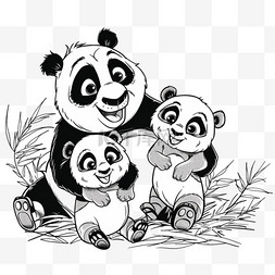 家庭教育字图片_熊猫家庭元素立体免抠图案