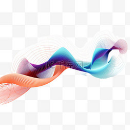 波浪线条色彩元素立体免抠图案