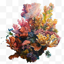 海洋珊瑚元素立体免抠图案