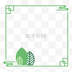 小清新植物叶片图片_简约春季中式小叶子文本框图片