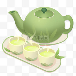 茶杯图片_春天春茶茶叶元素