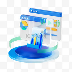 立体金融图标图片_3D立体商务风玻璃金融图标元素