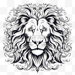 素描狮子头元素立体免抠图案