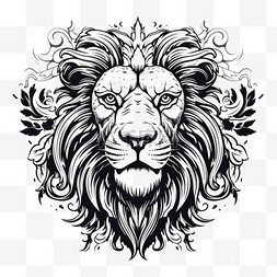 素描狮子头图片_素描狮子头元素立体免抠图案