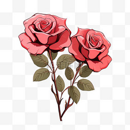 浪漫玫瑰元素立体免抠图案